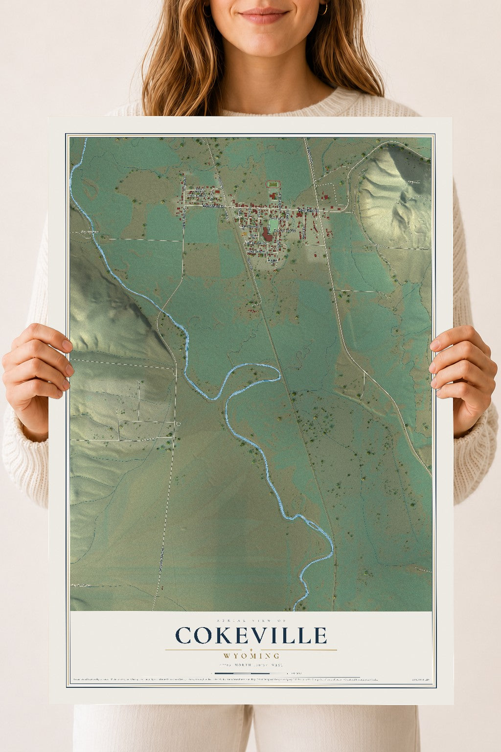 Map of Cokeville, Wyoming, 18 x 24 inch unframed archival matte print