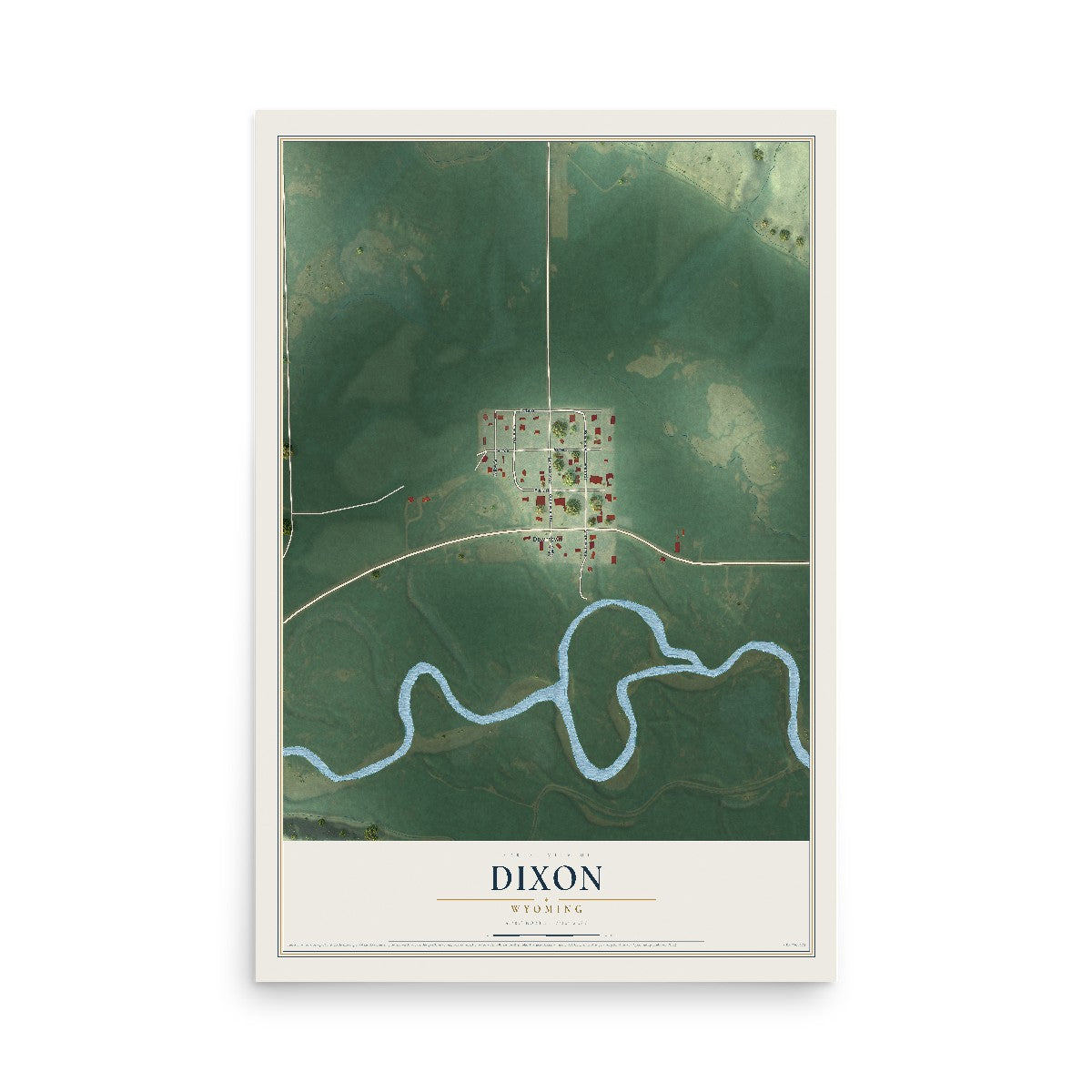 Map of Dixon, Wyoming, 12 x 18 inch unframed archival matte print