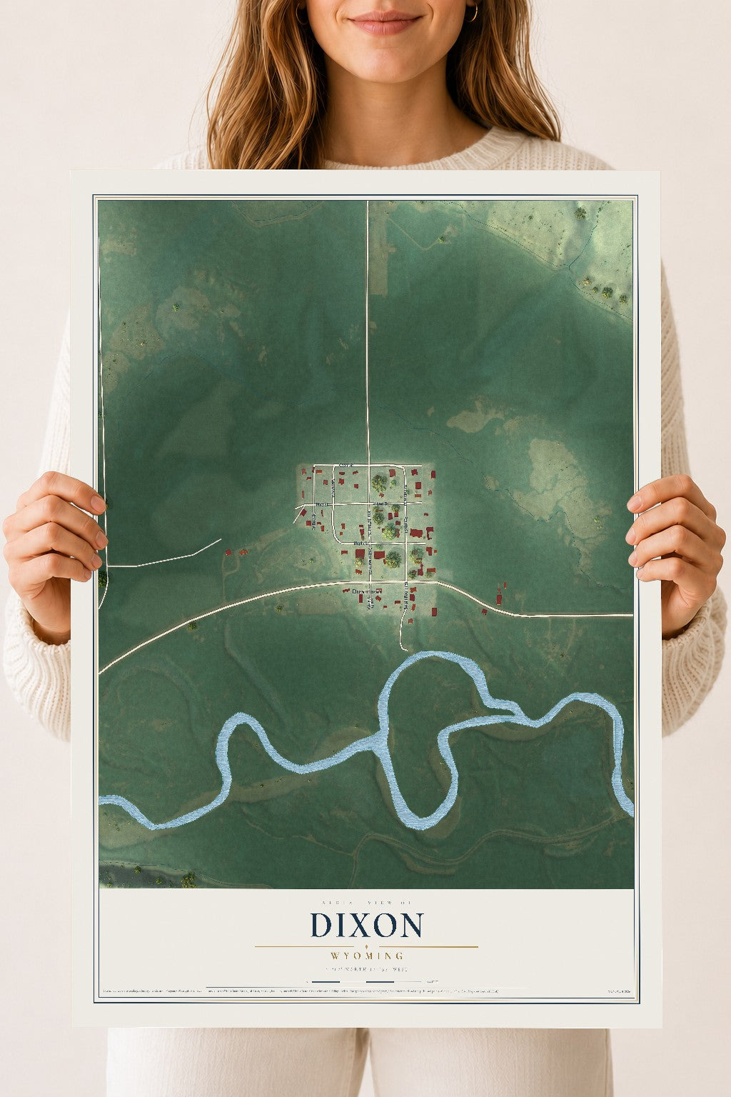 Map of Dixon, Wyoming, 18 x 24 inch unframed archival matte print