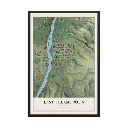 Map of East Thermopolis, Wyoming, 12 x 18 inch print in a black wood frame