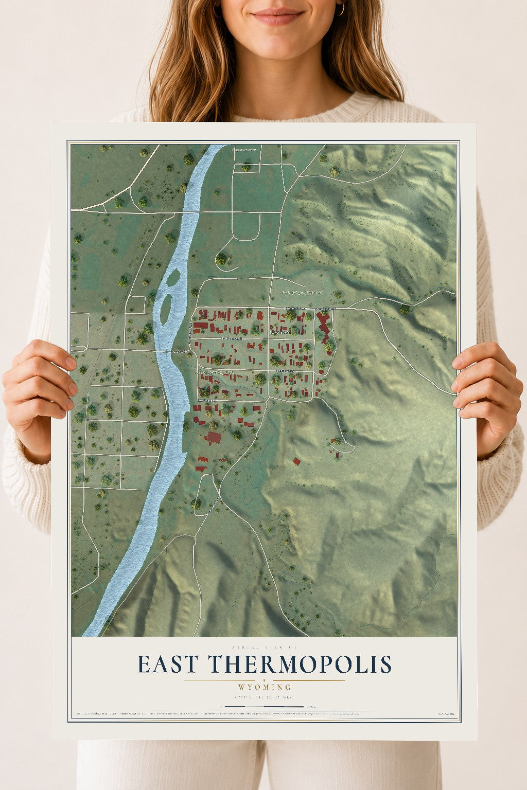 Map of East Thermopolis, Wyoming, 18 x 24 inch unframed archival matte print