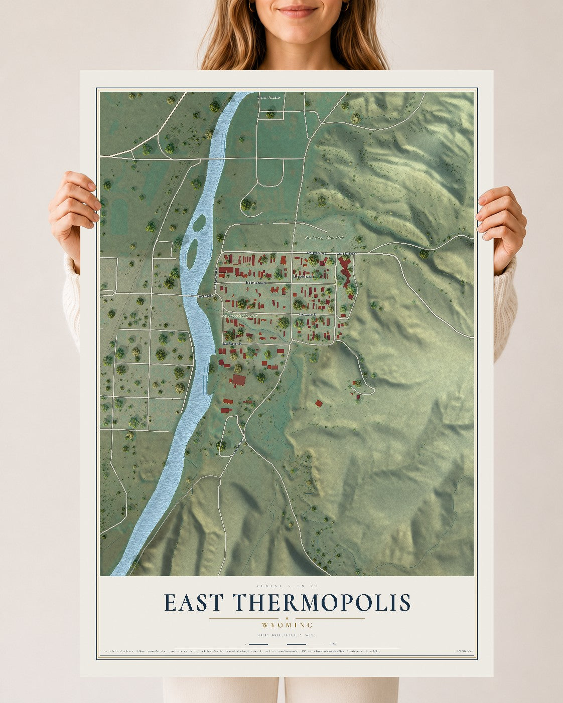 Map of East Thermopolis, Wyoming, 24 x 36 inch unframed archival matte print