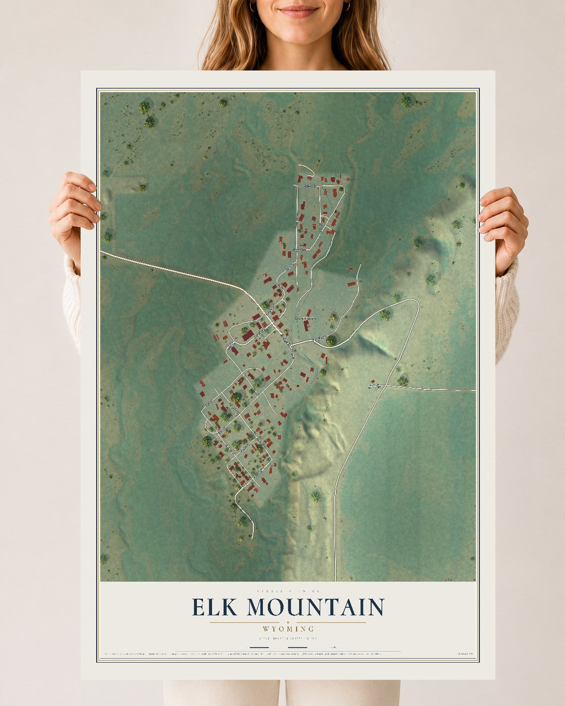 Map of Elk Mountain, Wyoming, 24 x 36 inch unframed archival matte print