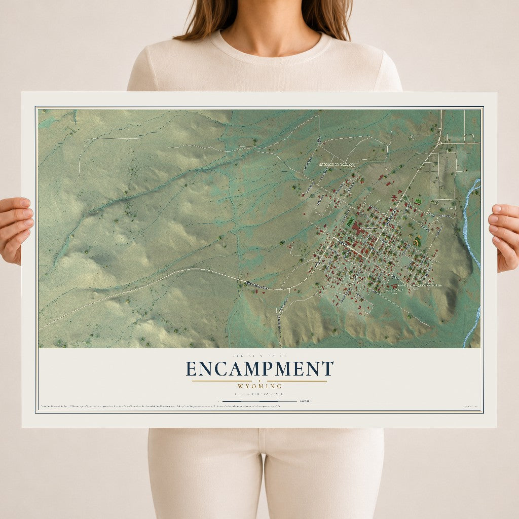 Map of Encampment, Wyoming, 18 x 24 inch unframed archival matte print