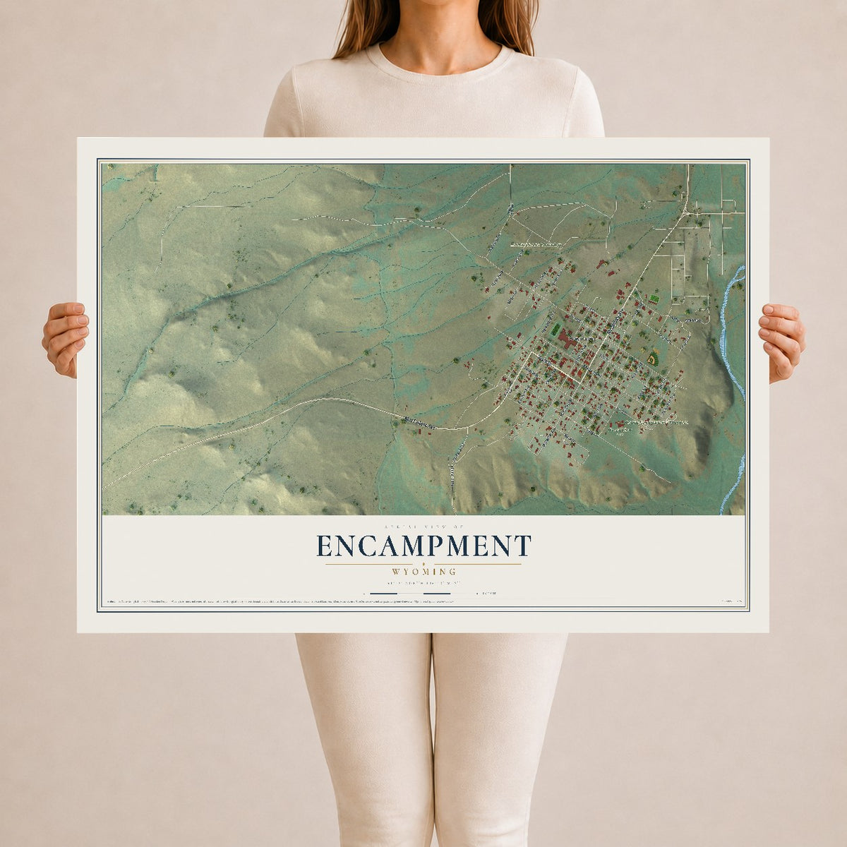 Map of Encampment, Wyoming, 24 x 36 inch unframed archival matte print