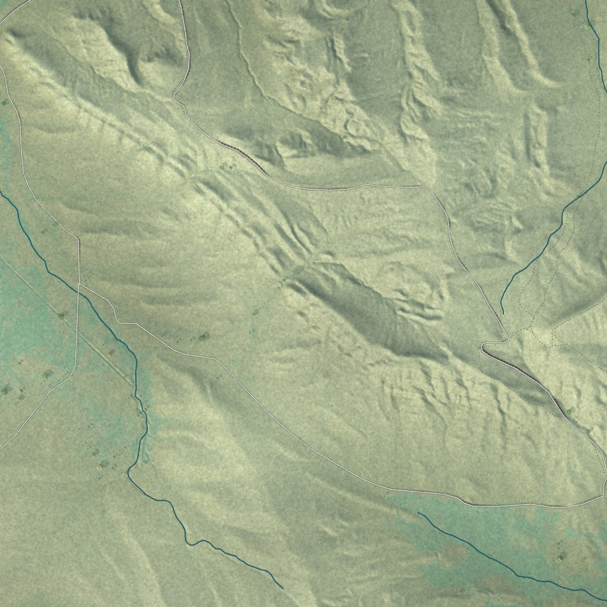 Close-up of the map of Ethete, Wyoming print showing street and building detail