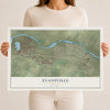 Map of Evansville, Wyoming, 12 x 18 inch unframed archival matte print