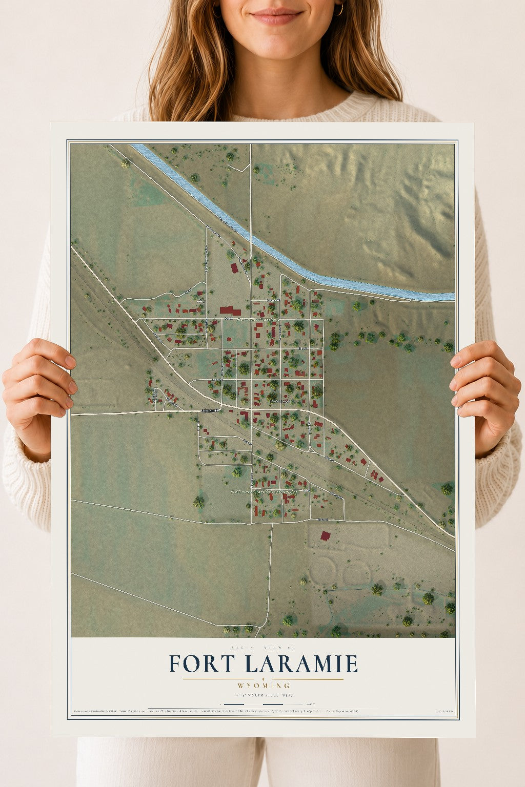 Map of Fort Laramie, Wyoming, 18 x 24 inch unframed archival matte print