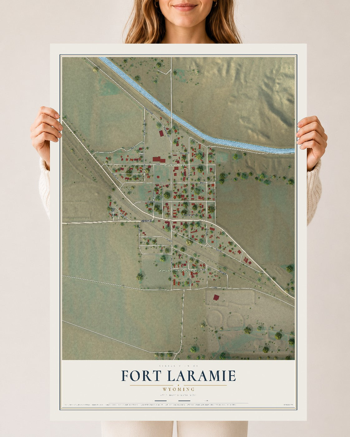 Map of Fort Laramie, Wyoming, 24 x 36 inch unframed archival matte print