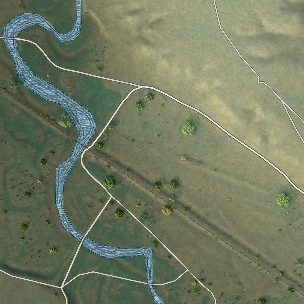 Second close-up of the map of Granger, Wyoming print showing more streets and buildings