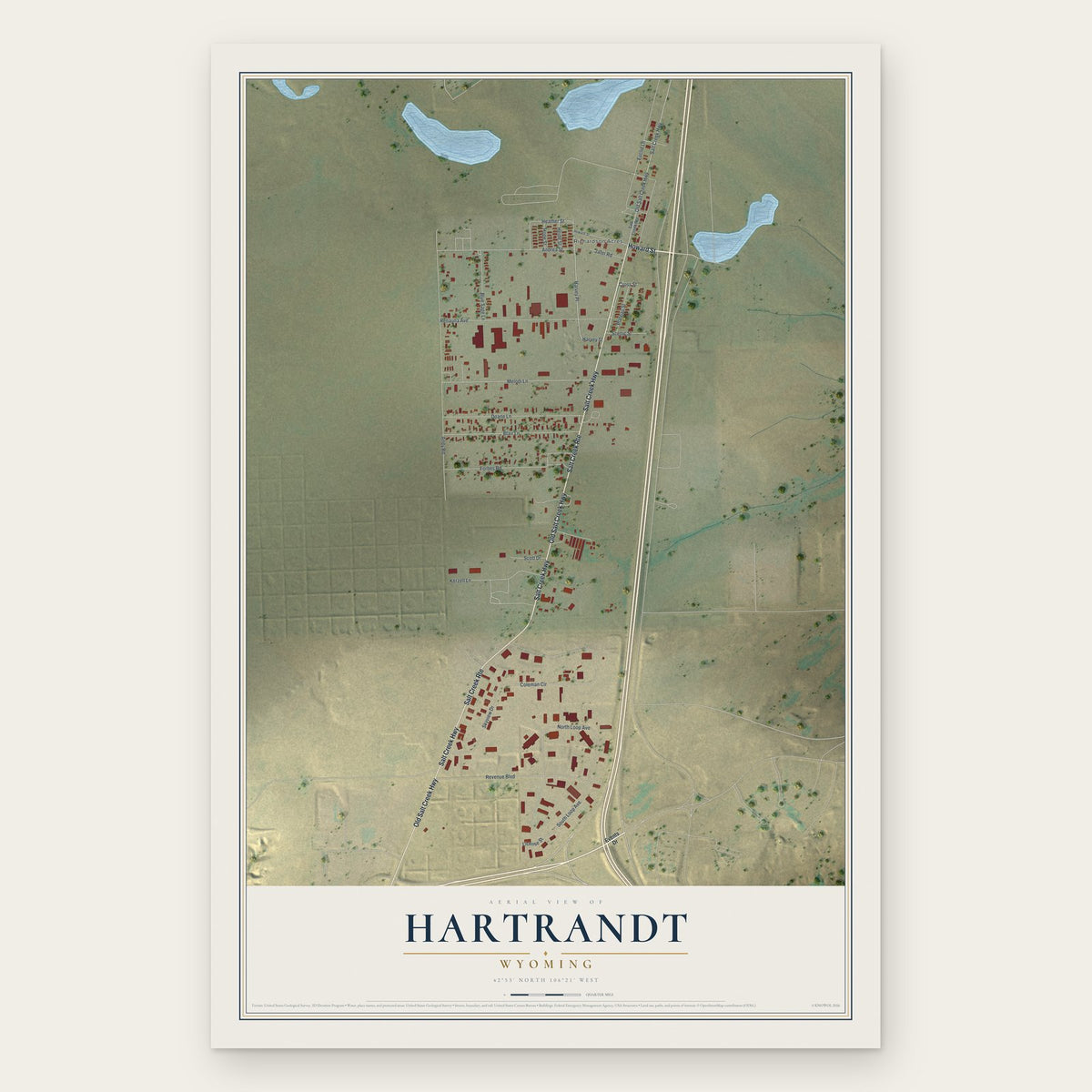 Hartrandt, Wyoming map print, the full design