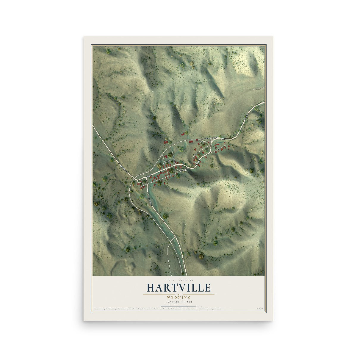 Map of Hartville, Wyoming, 12 x 18 inch unframed archival matte print