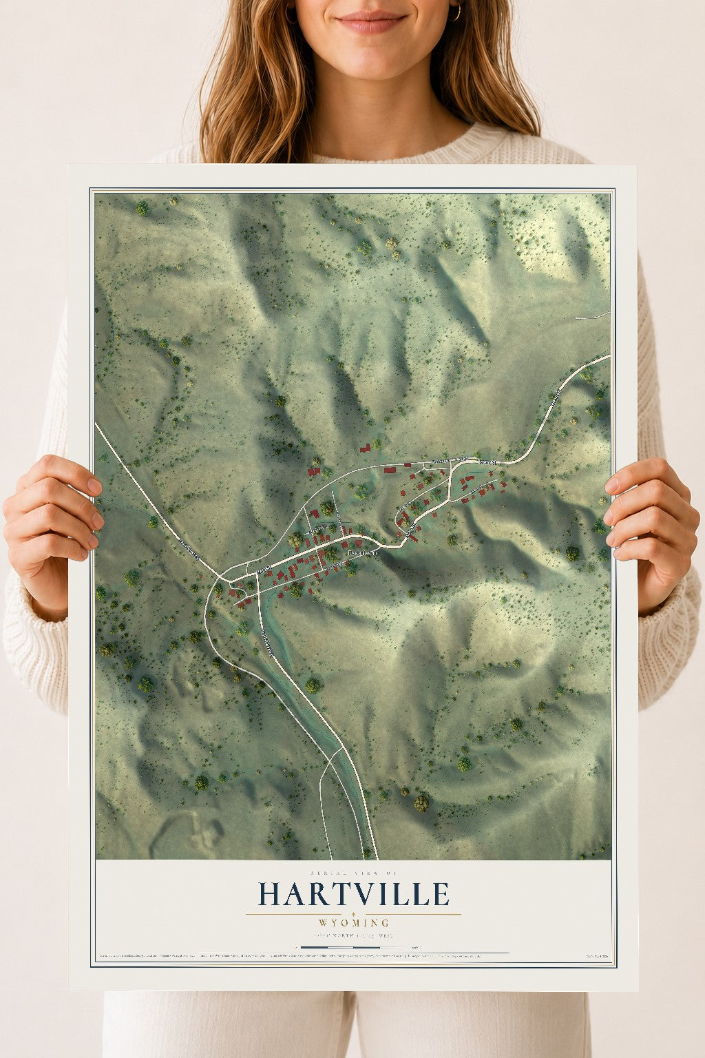 Map of Hartville, Wyoming, 18 x 24 inch unframed archival matte print