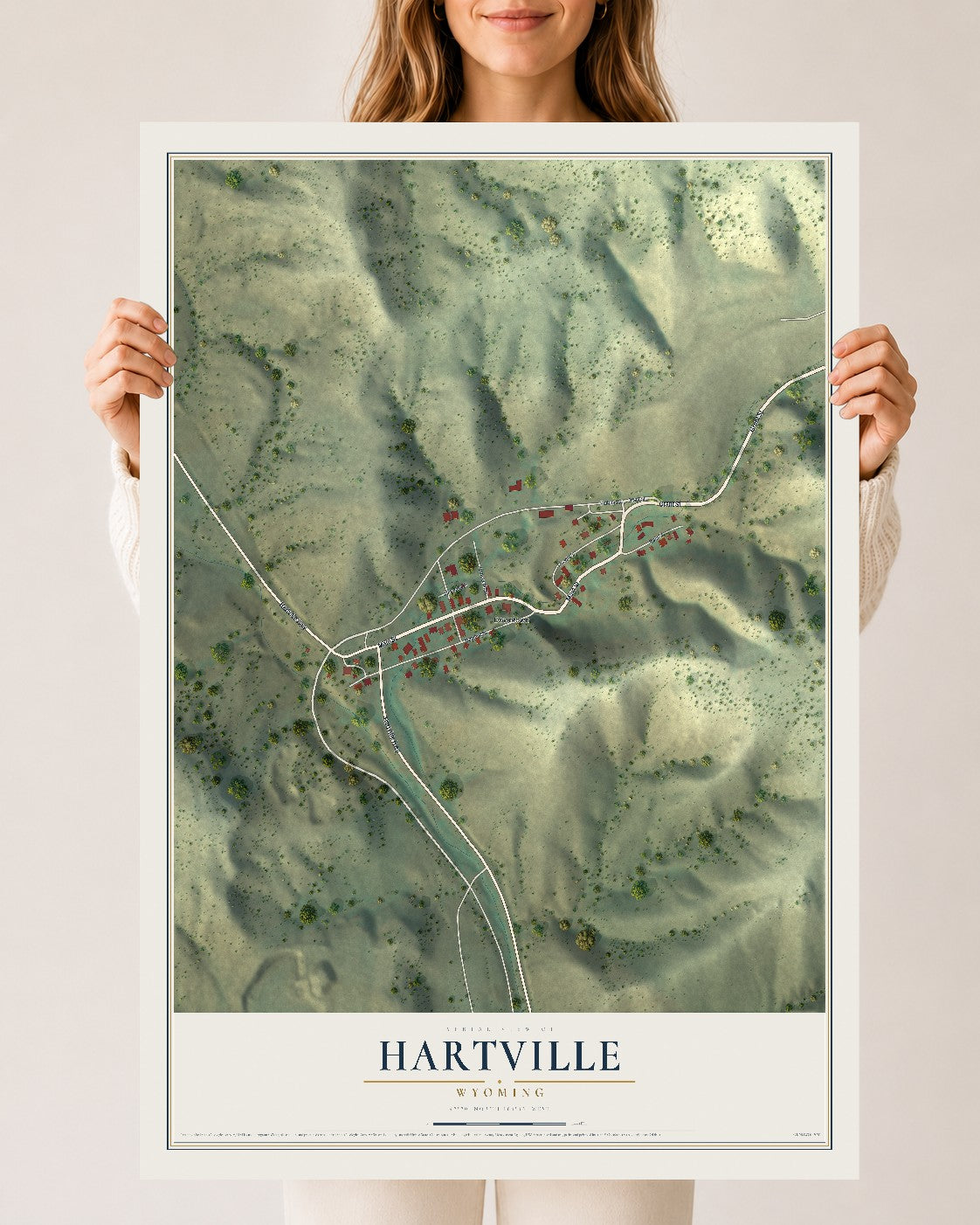 Map of Hartville, Wyoming, 24 x 36 inch unframed archival matte print