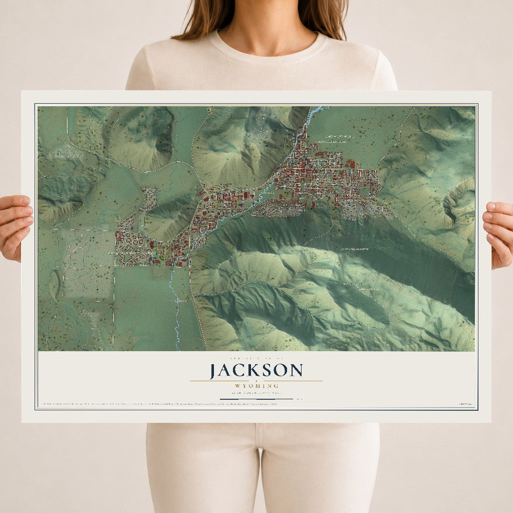 Map of Jackson, Wyoming, 18 x 24 inch unframed archival matte print