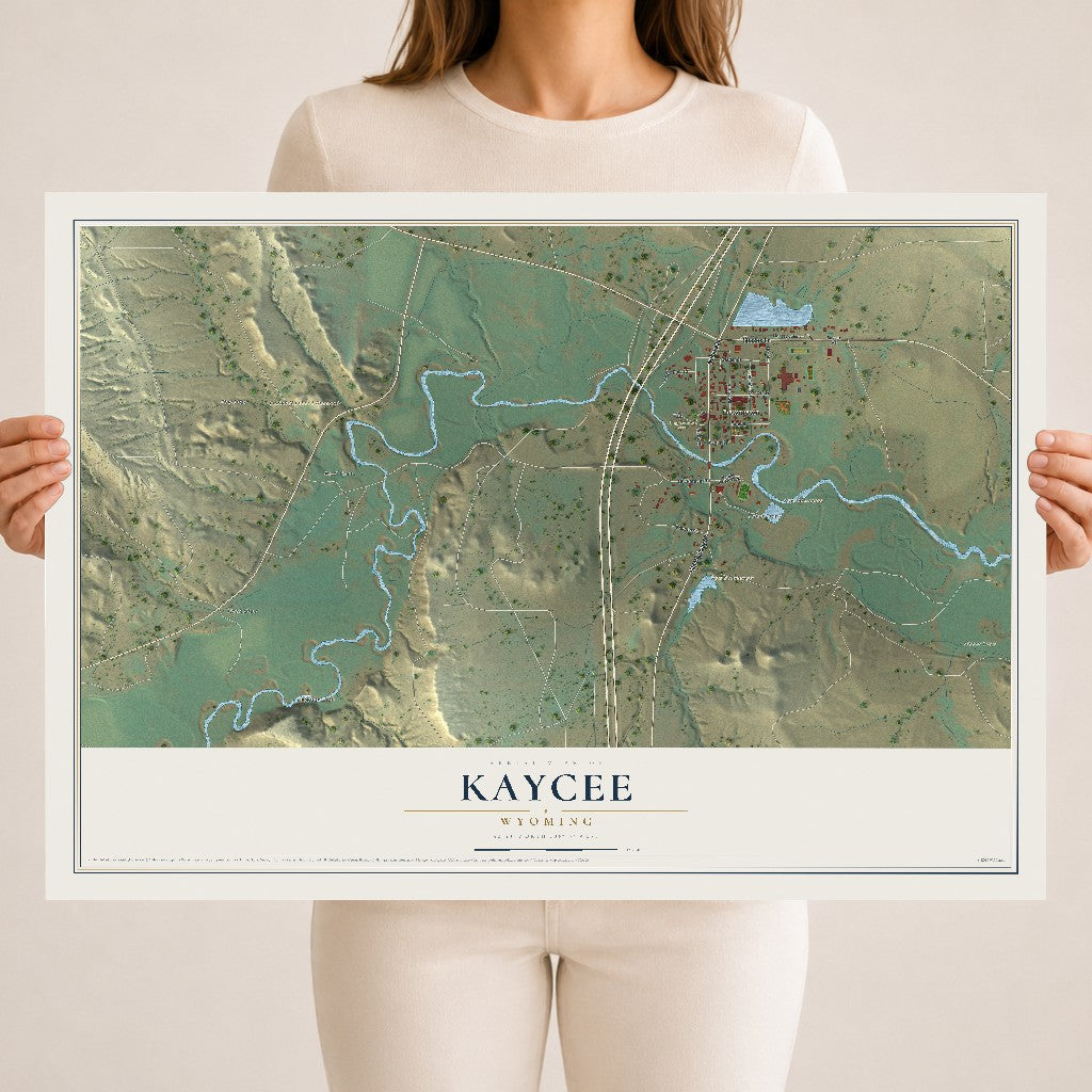 Map of Kaycee, Wyoming, 18 x 24 inch unframed archival matte print