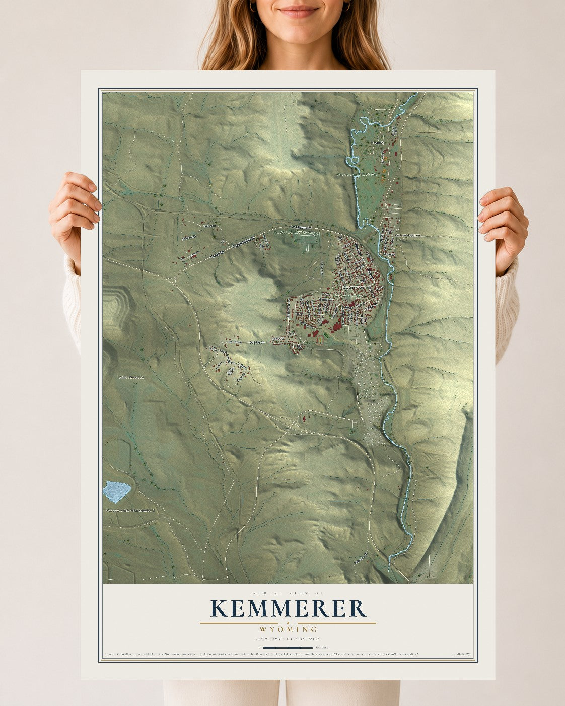 Map of Kemmerer, Wyoming, 24 x 36 inch unframed archival matte print