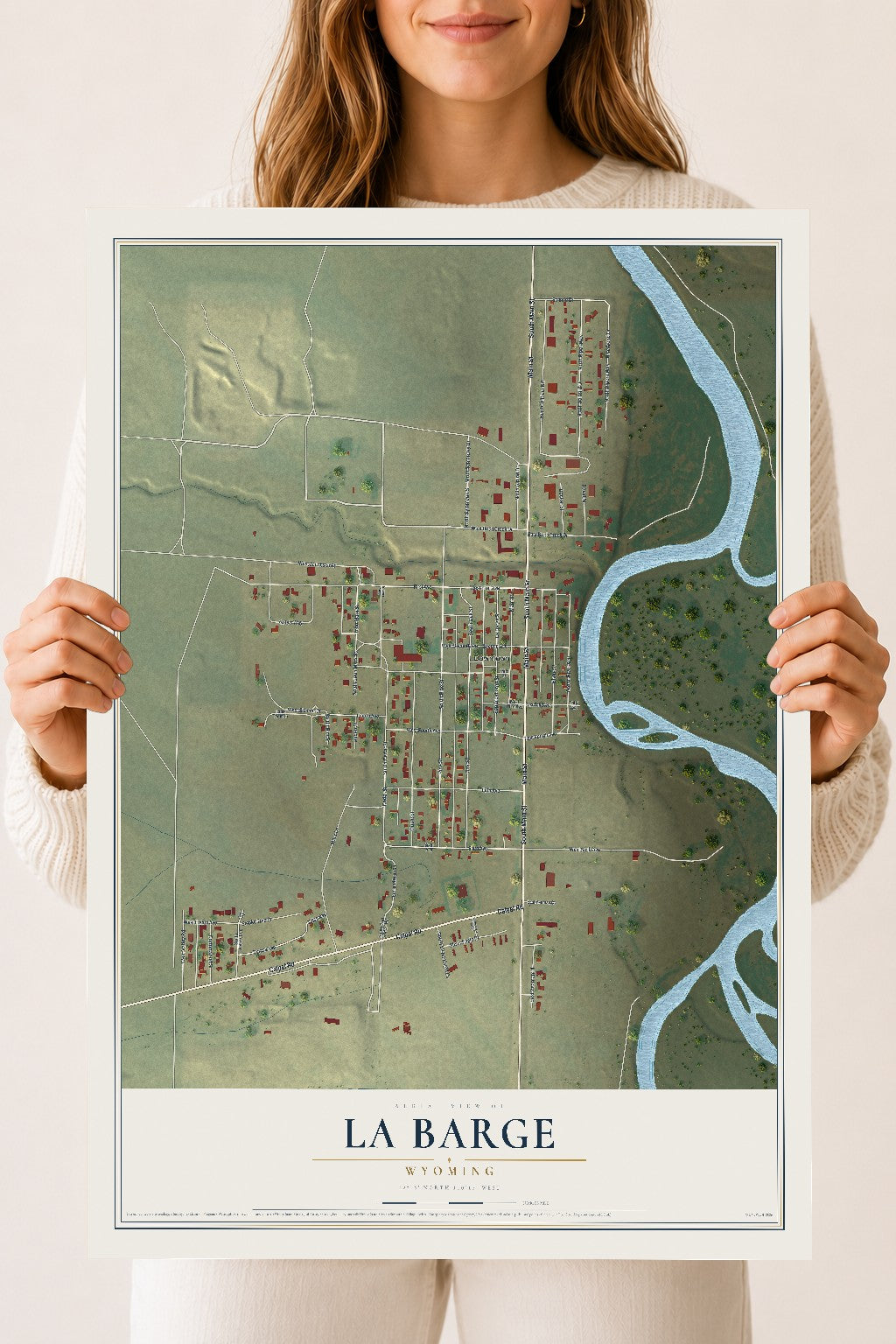 Map of La Barge, Wyoming, 18 x 24 inch unframed archival matte print