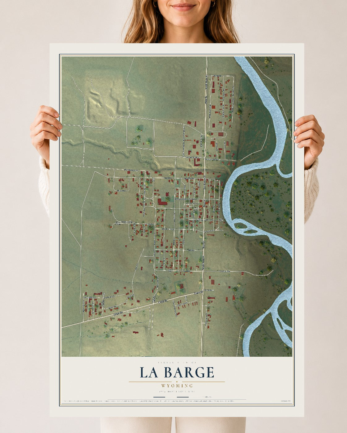 Map of La Barge, Wyoming, 24 x 36 inch unframed archival matte print