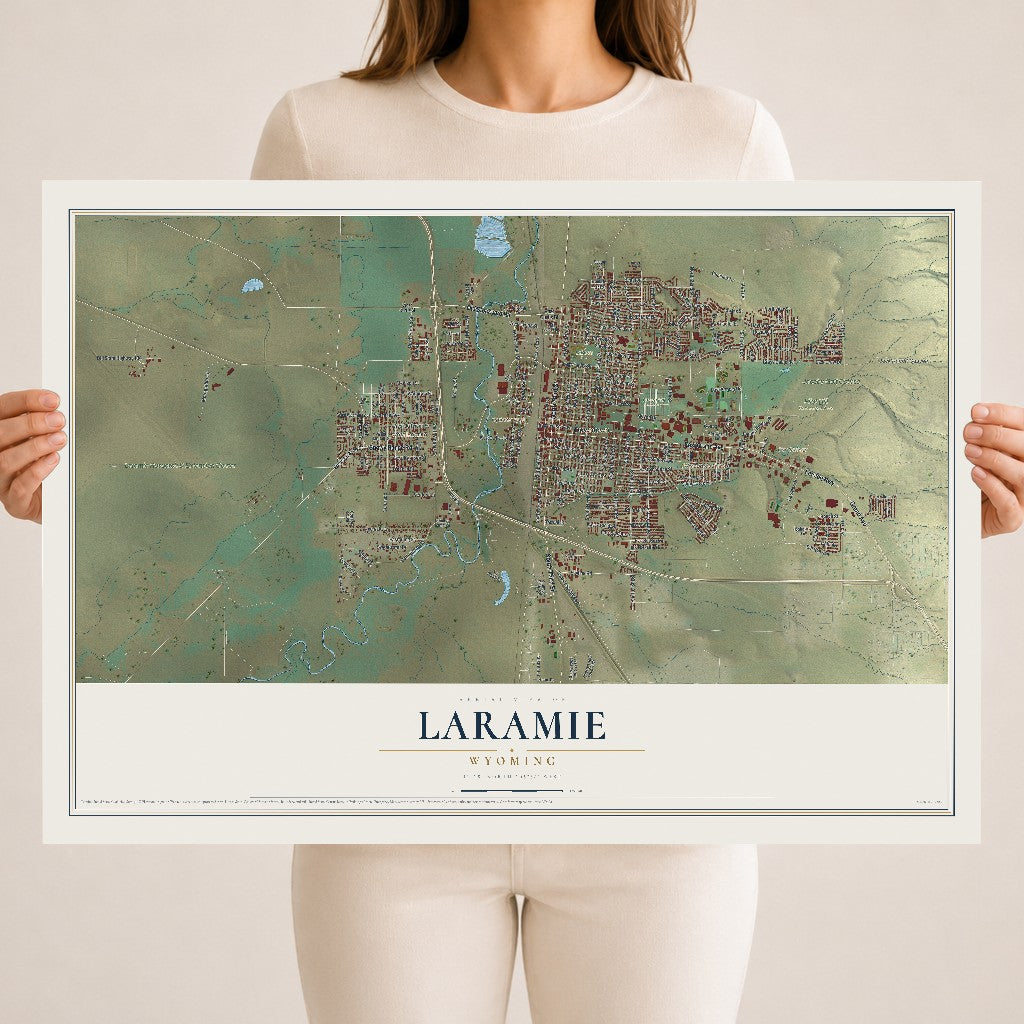 Map of Laramie, Wyoming, 18 x 24 inch unframed archival matte print