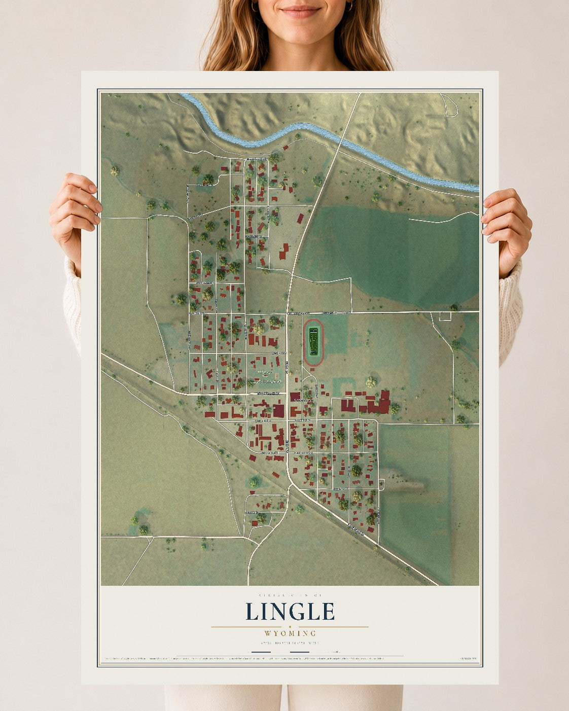 Map of Lingle, Wyoming, 24 x 36 inch unframed archival matte print