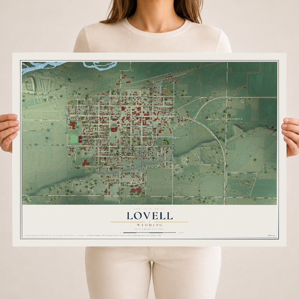 Map of Lovell, Wyoming, 18 x 24 inch unframed archival matte print