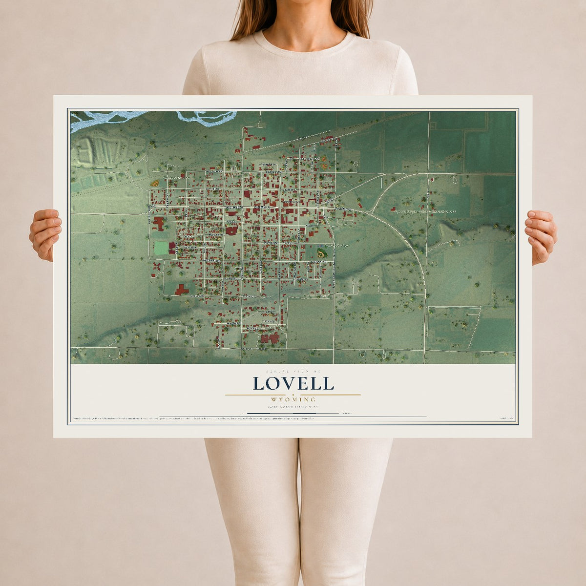Map of Lovell, Wyoming, 24 x 36 inch unframed archival matte print