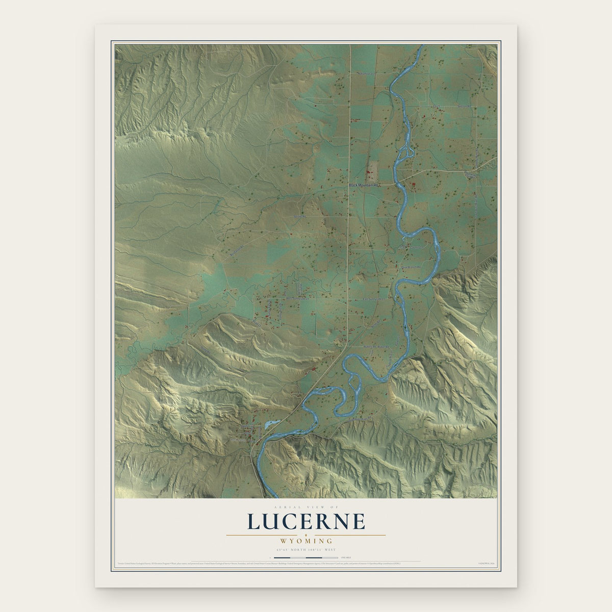 Lucerne, Wyoming map print, the full design