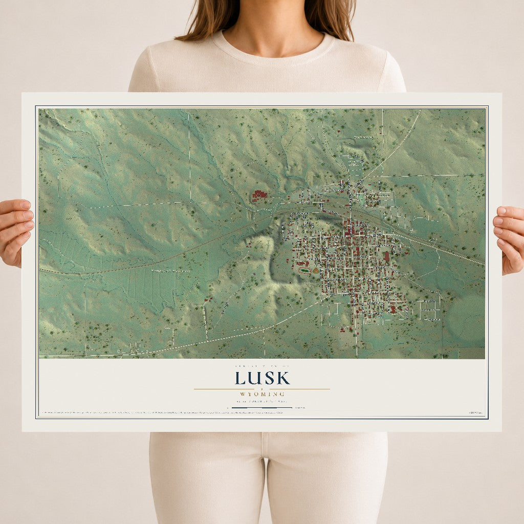 Map of Lusk, Wyoming, 18 x 24 inch unframed archival matte print