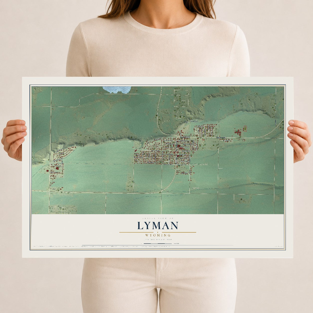 Map of Lyman, Wyoming, 12 x 18 inch unframed archival matte print