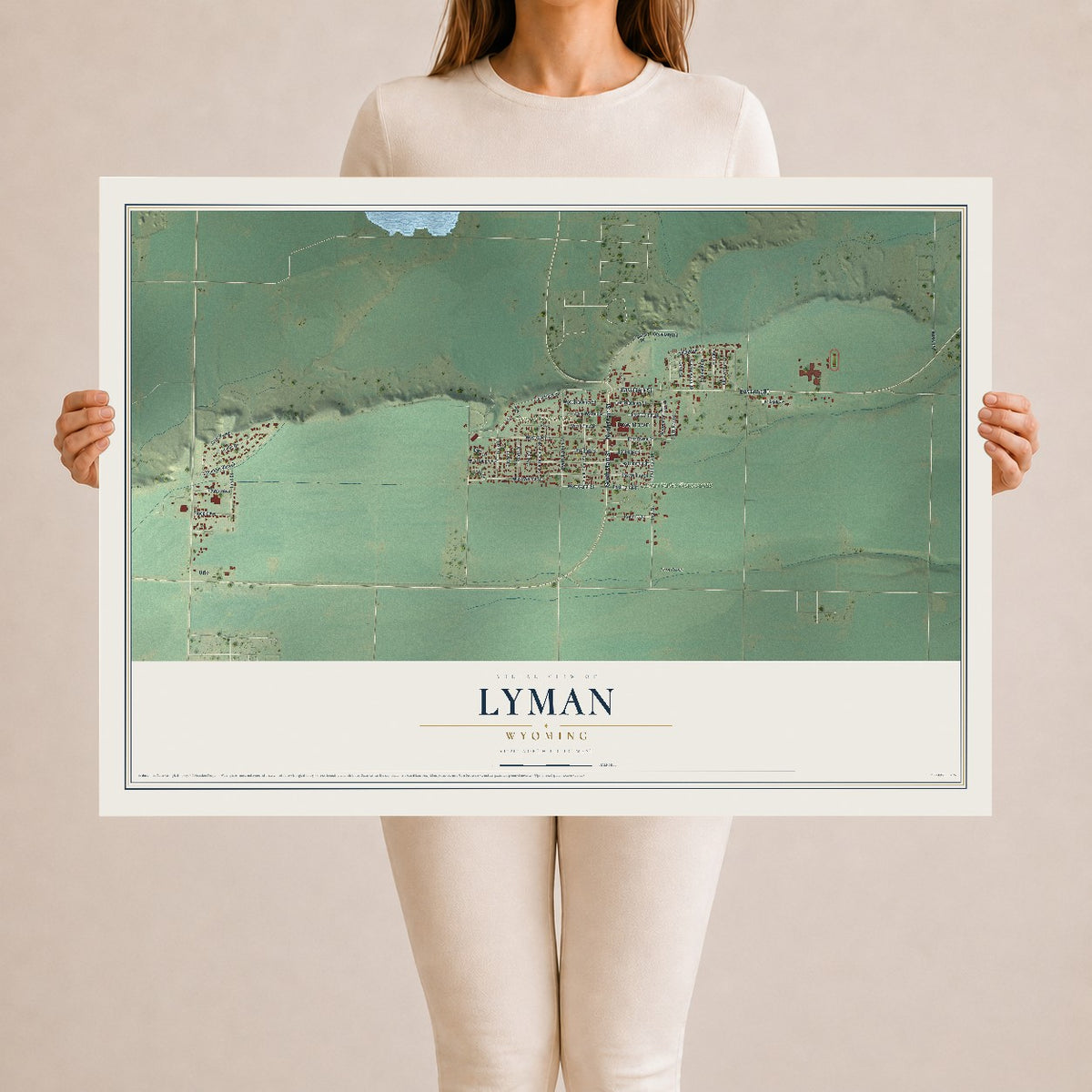 Map of Lyman, Wyoming, 24 x 36 inch unframed archival matte print