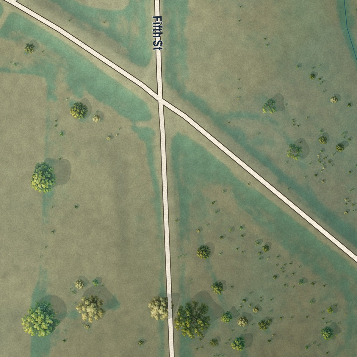 Second close-up of the map of Manville, Wyoming print showing more streets and buildings