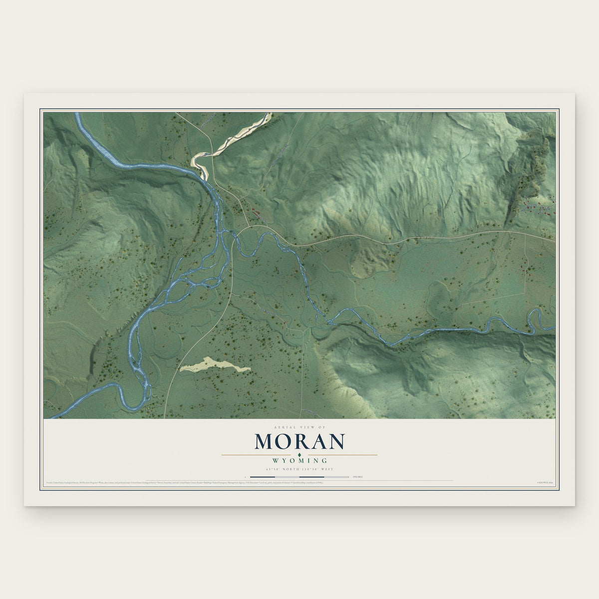 Moran, Wyoming map print, the full design