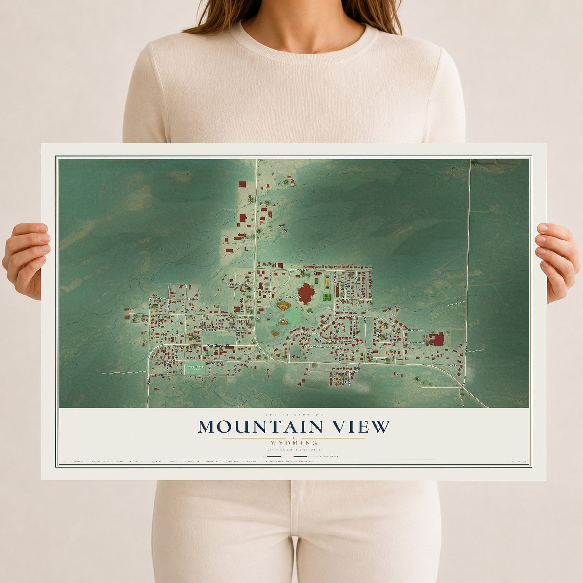 Map of Mountain View, Wyoming, 12 x 18 inch unframed archival matte print