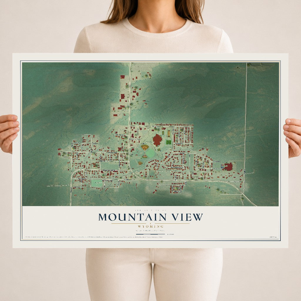 Map of Mountain View, Wyoming, 18 x 24 inch unframed archival matte print