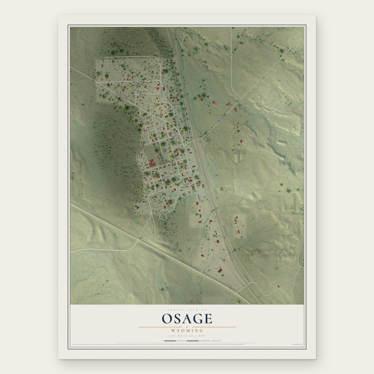 Osage, Wyoming map print, the full design