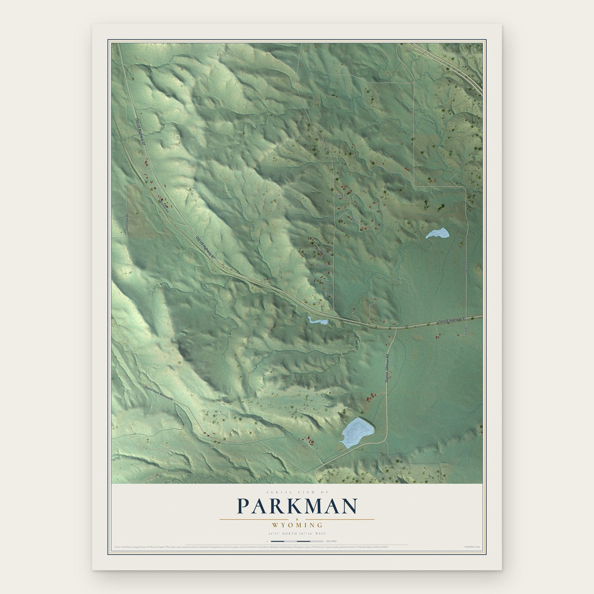Parkman, Wyoming map print, the full design