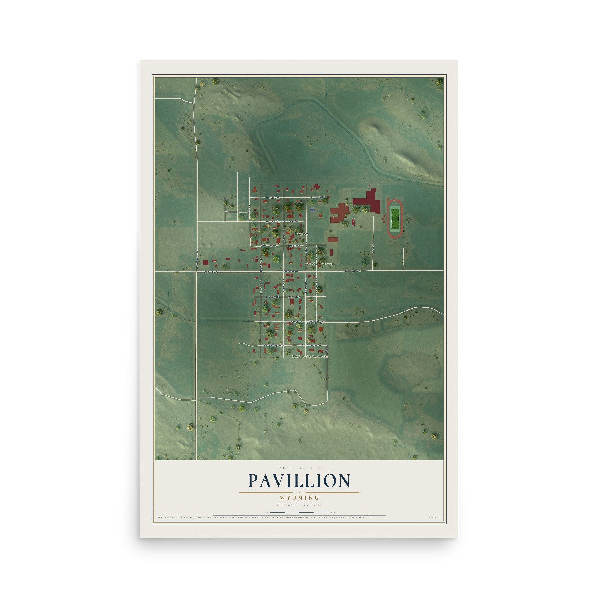 Map of Pavillion, Wyoming, 12 x 18 inch unframed archival matte print