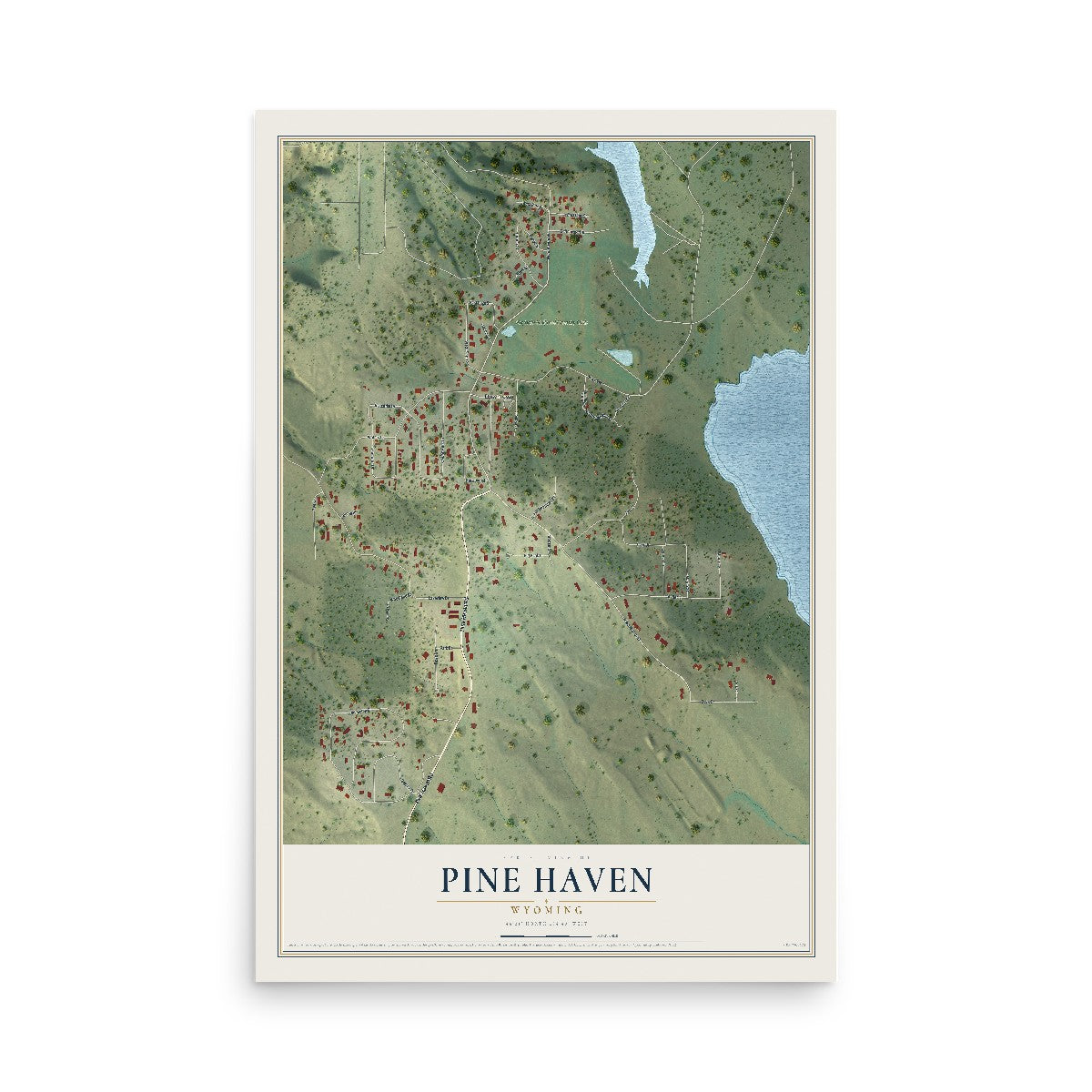 Map of Pine Haven, Wyoming, 12 x 18 inch unframed archival matte print