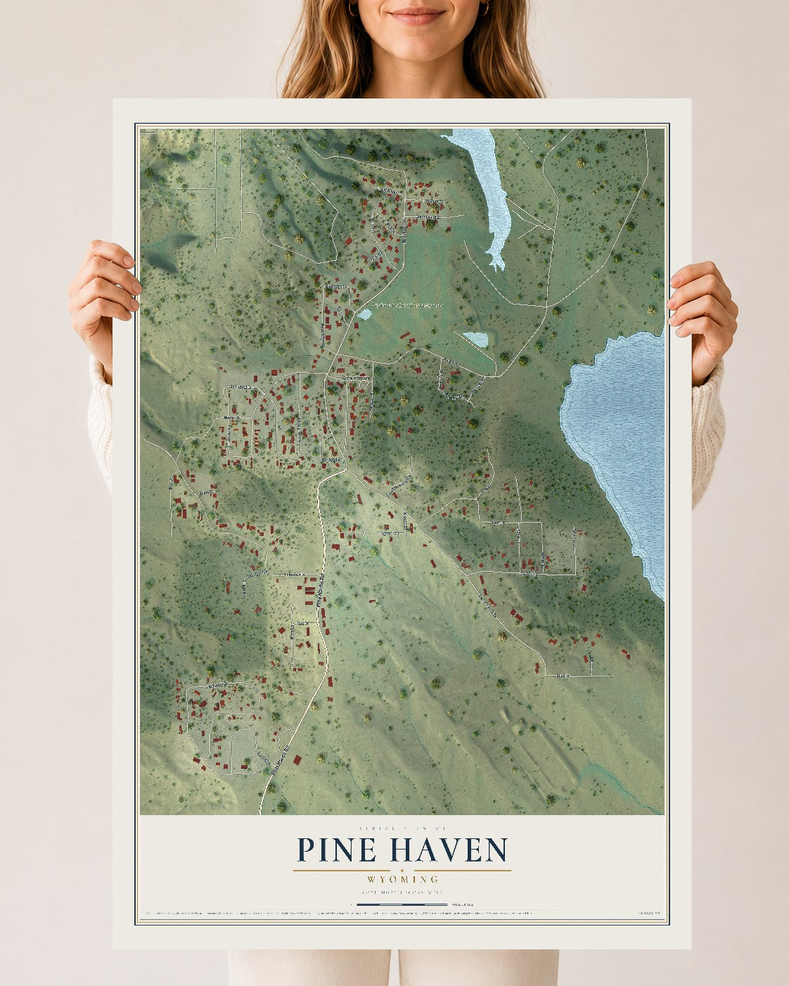 Map of Pine Haven, Wyoming, 24 x 36 inch unframed archival matte print