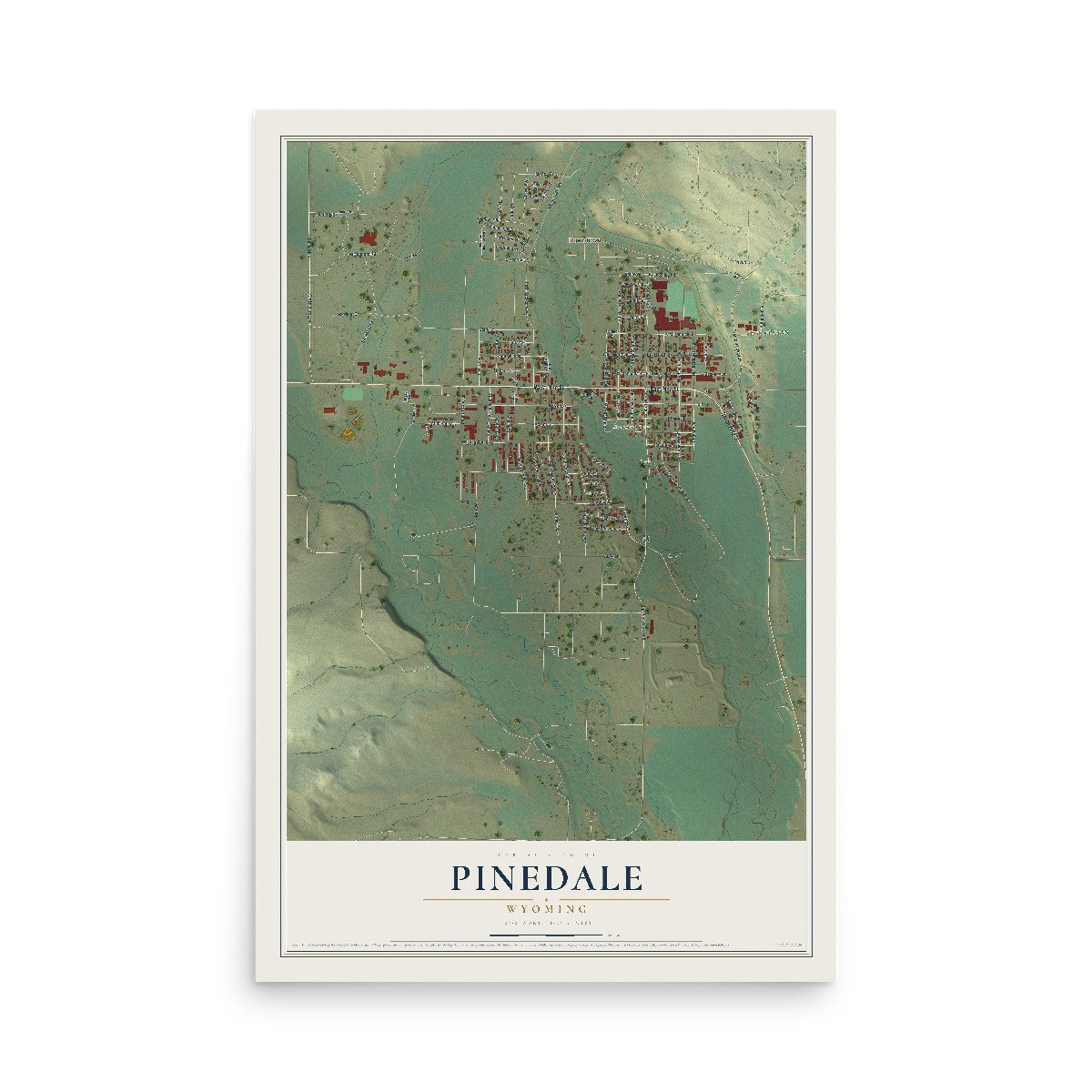 Map of Pinedale, Wyoming, 12 x 18 inch unframed archival matte print