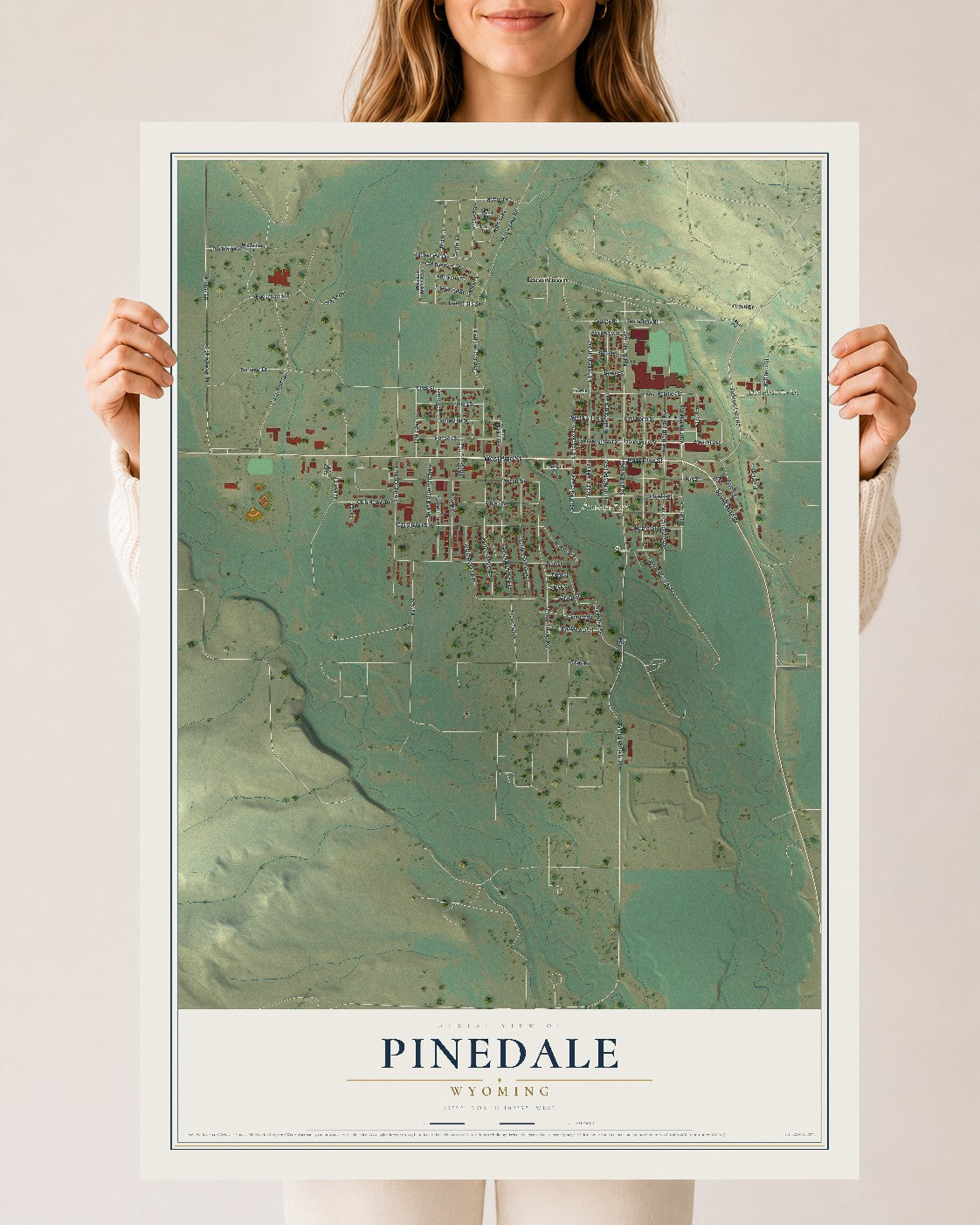 Map of Pinedale, Wyoming, 24 x 36 inch unframed archival matte print
