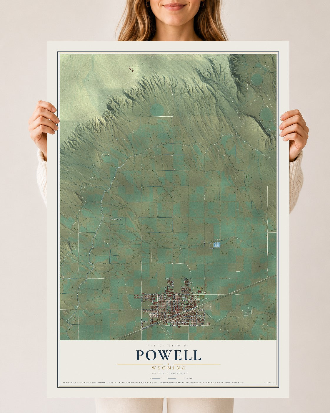Map of Powell, Wyoming, 24 x 36 inch unframed archival matte print
