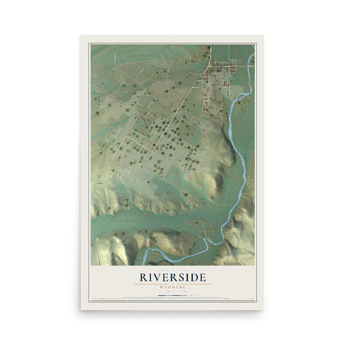 Map of Riverside, Wyoming, 12 x 18 inch unframed archival matte print