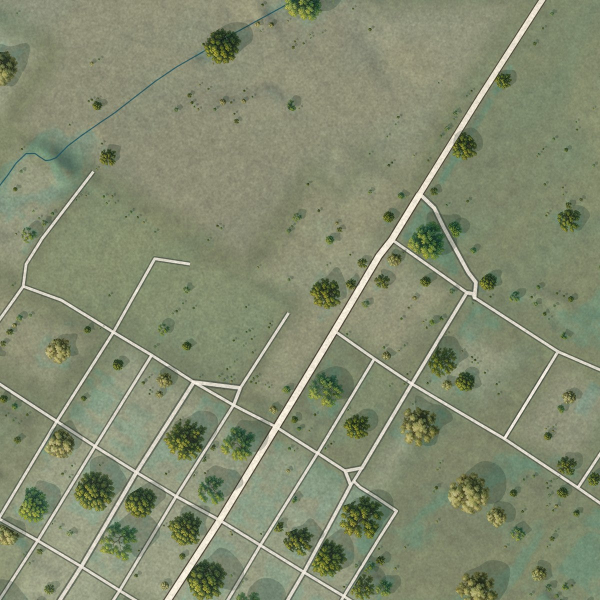 Second close-up of the map of Riverside, Wyoming print showing more streets and buildings