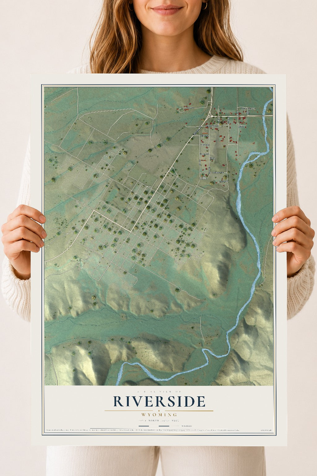 Map of Riverside, Wyoming, 18 x 24 inch unframed archival matte print