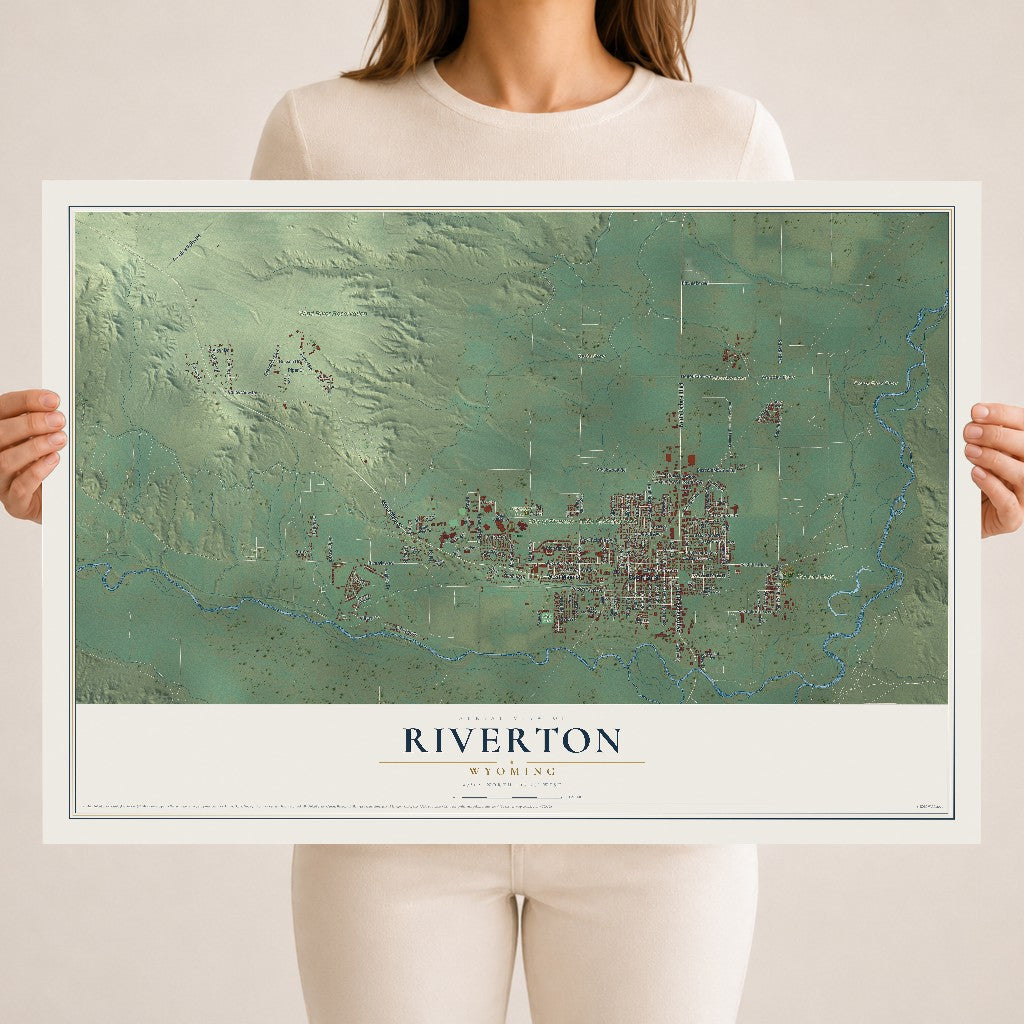 Map of Riverton, Wyoming, 18 x 24 inch unframed archival matte print