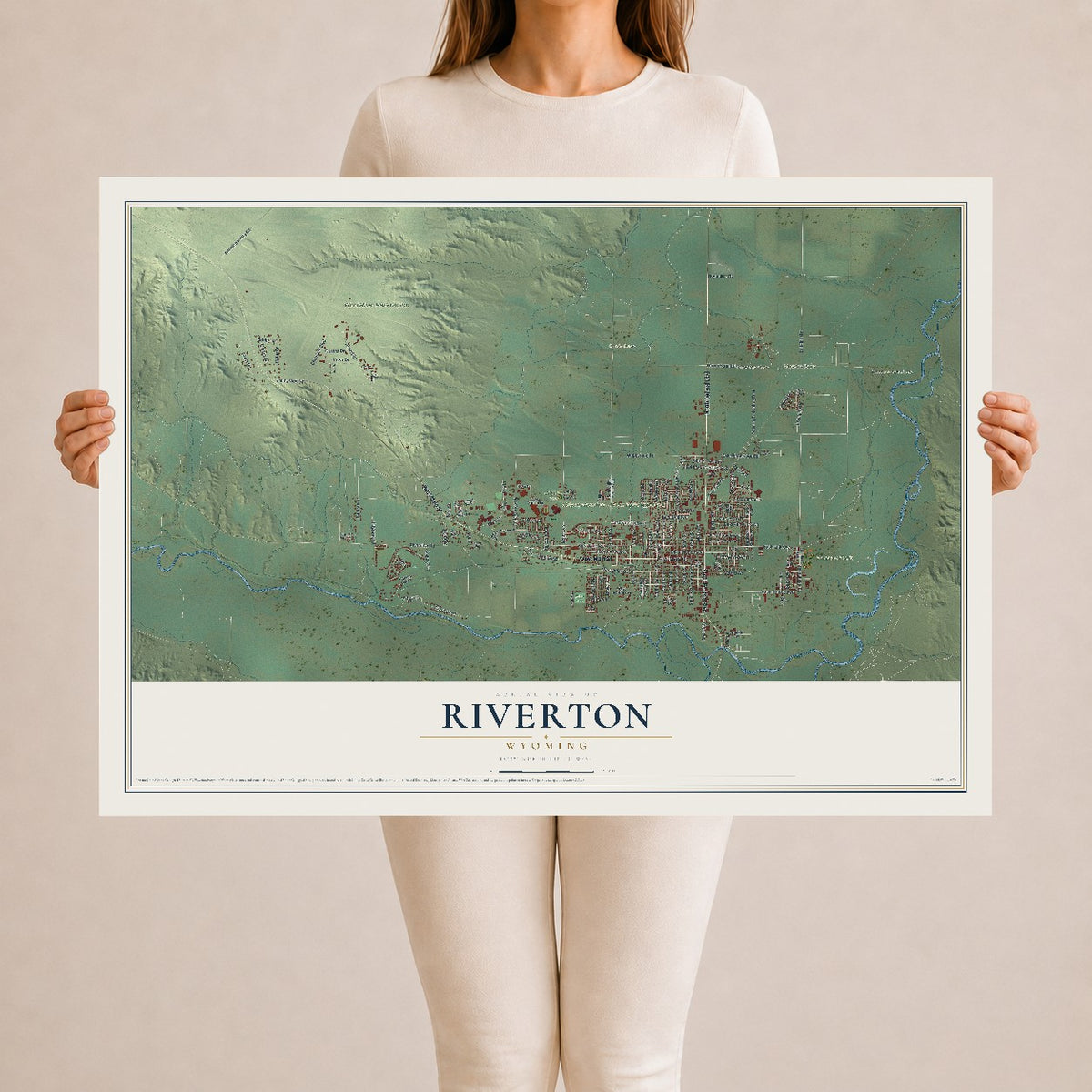 Map of Riverton, Wyoming, 24 x 36 inch unframed archival matte print