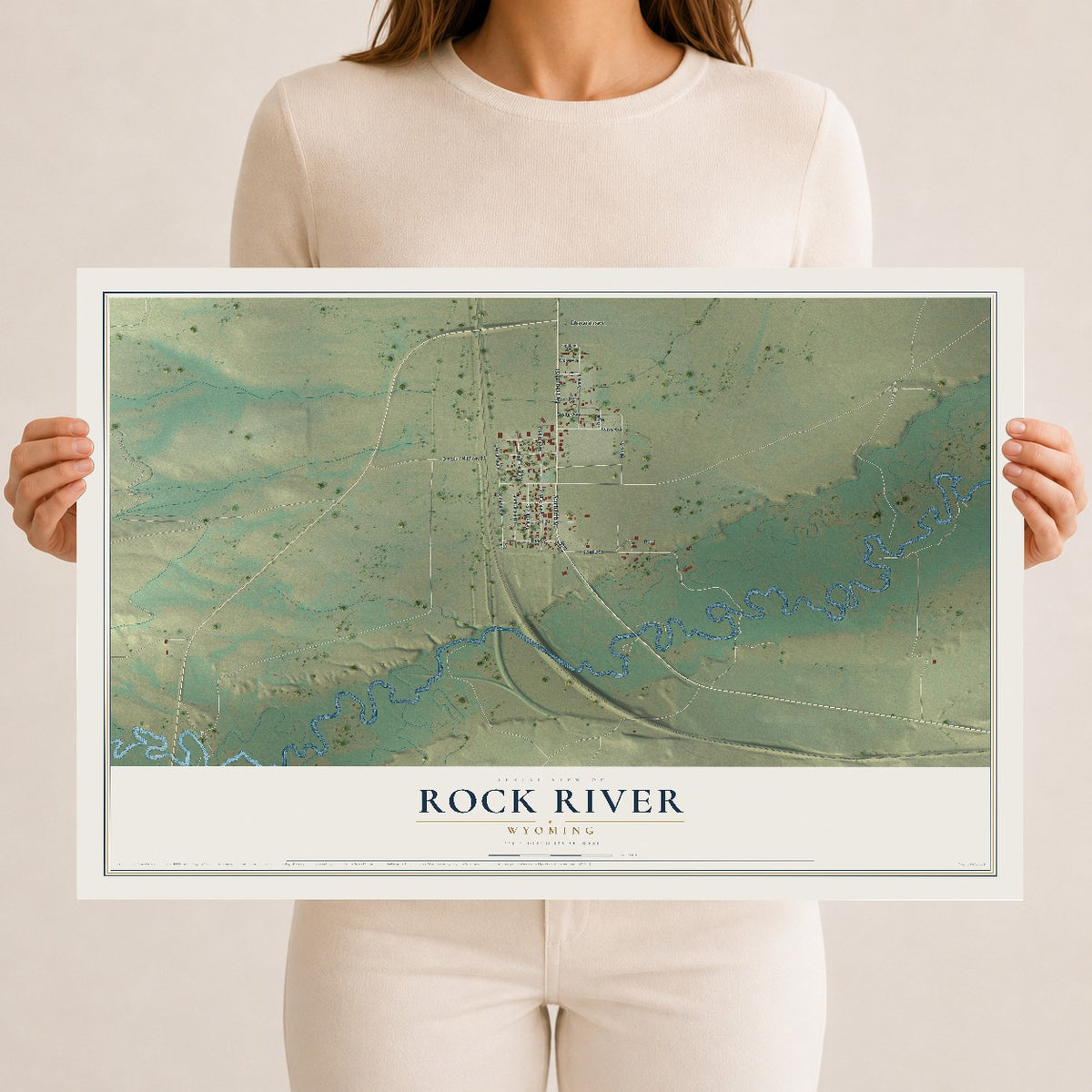 Map of Rock River, Wyoming, 12 x 18 inch unframed archival matte print