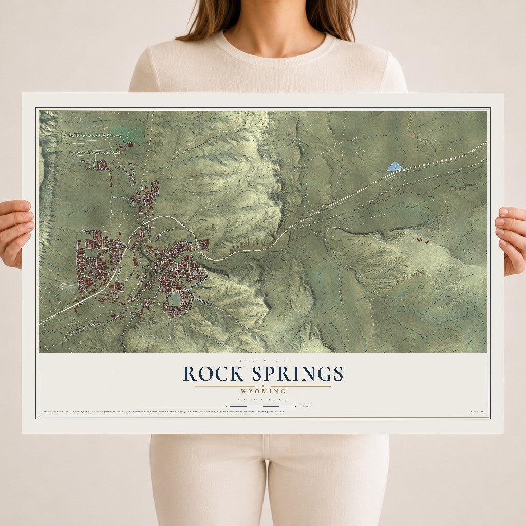 Map of Rock Springs, Wyoming, 18 x 24 inch unframed archival matte print
